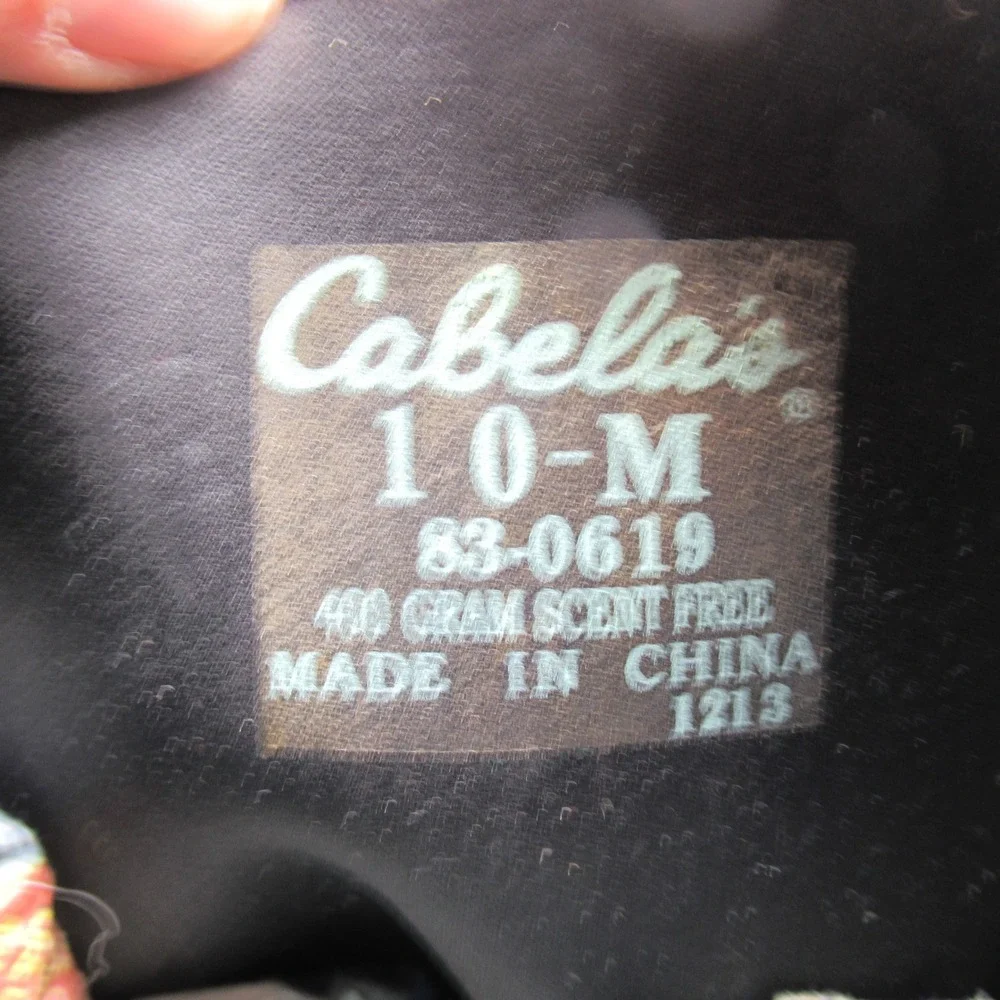 Cabelas Mens Hunt Boots 10 M Camo 400g Insulated Scent Free Waterproof Tall Fish